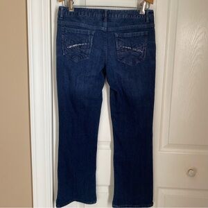 Aeropostale Dark Wash Chelsea Boot Cut Denim Jeans Low Rise 7/8 Y2K Embellished